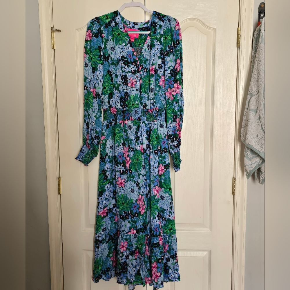 Lilly Pulitzer Loubella Long sleeve Flor womens dress multi soiree